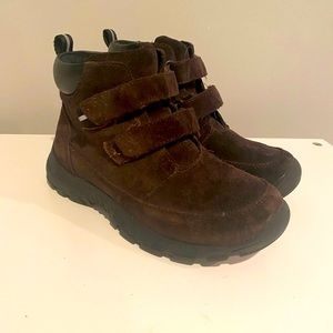 Lands end brown suede boots Sz 12 everyday Velcro all weather